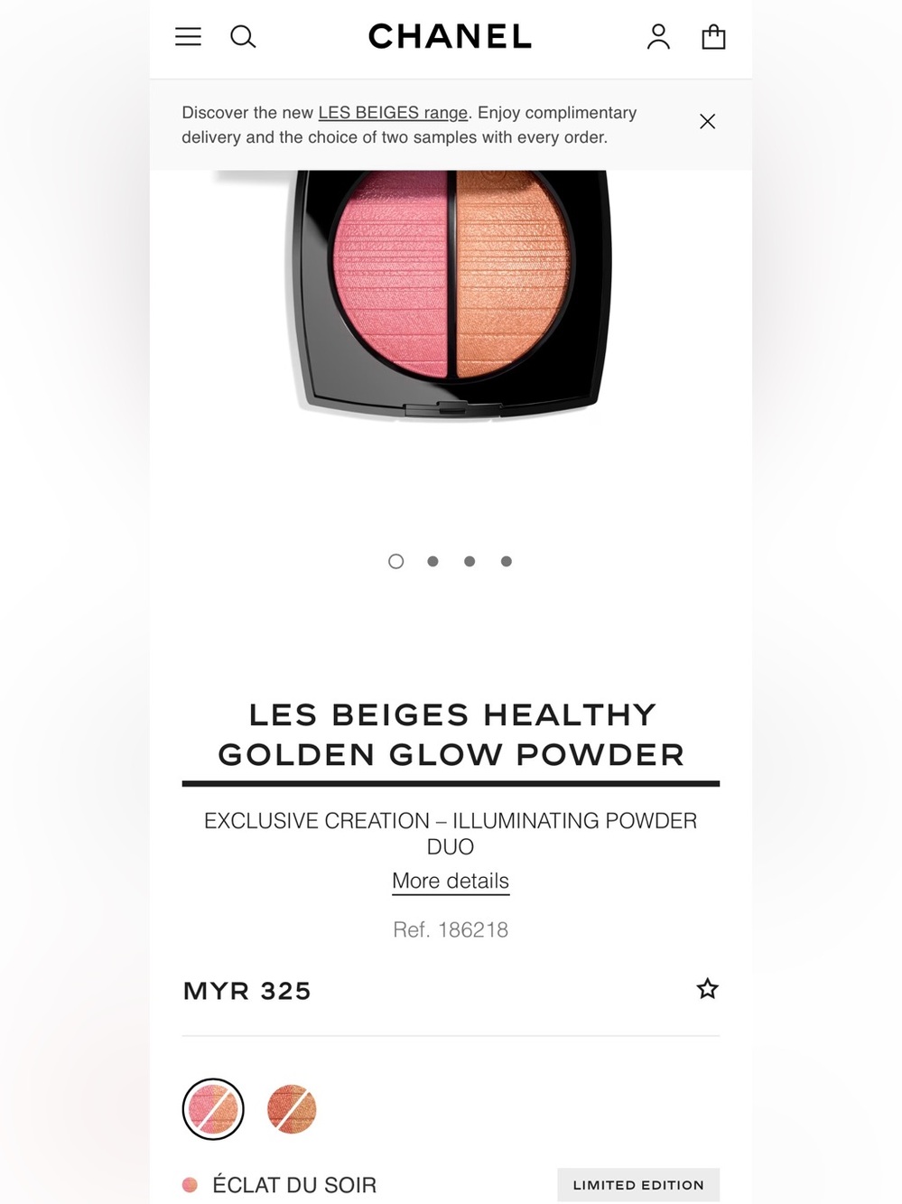 NEW CHANEL Les Beiges Exclusive Healthy Golden Glow Powder Duo in Eclat du Soir - Picture 2 of 8